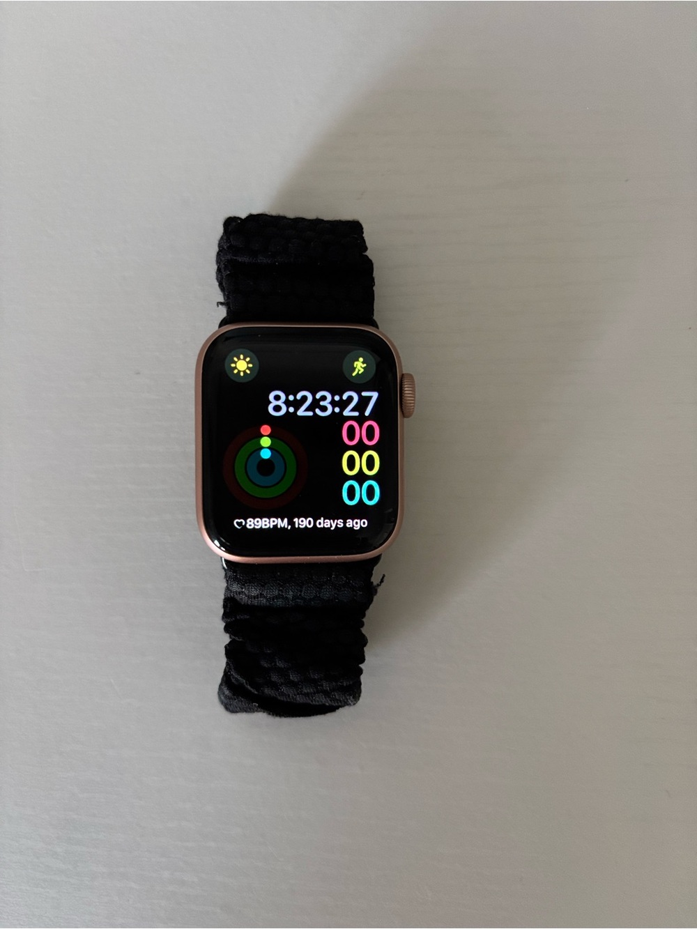 Apple Smartwatch Rose Gold Case with Black Woven Band